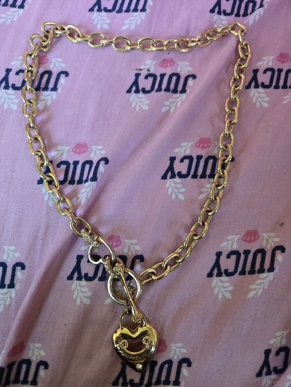 Juicy Couture Gold-Tone Heart Padlock Chain Necklace